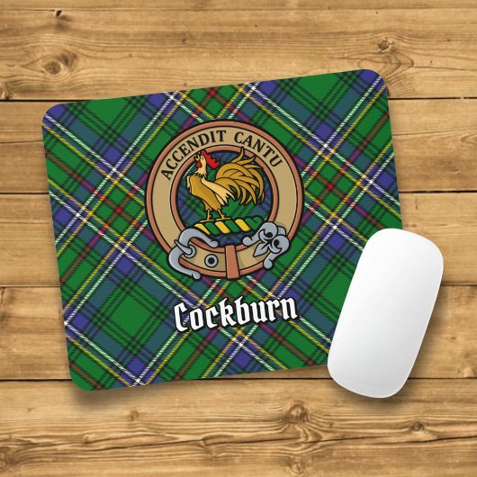 Clan Cockburn Crest over Tartan Muismat