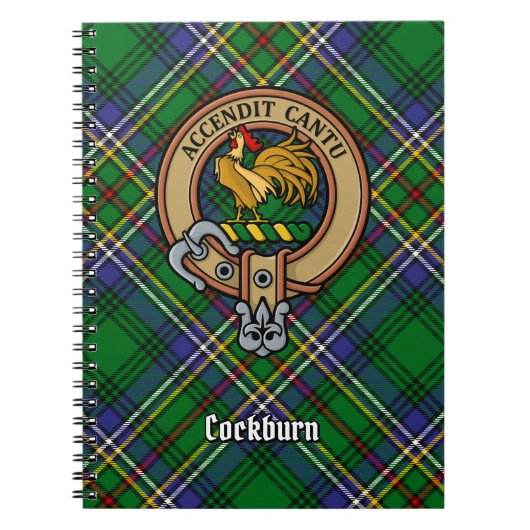 Clan Cockburn Crest over Tartan Notitieboek (Voorkant)