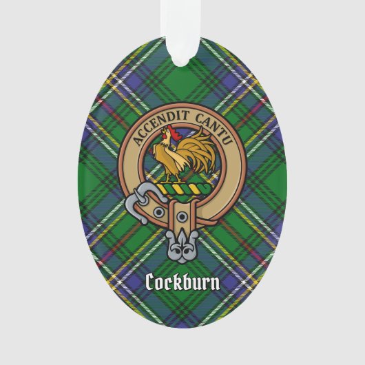 Clan Cockburn Crest over Tartan Ornament (voorkant)