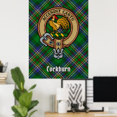 Clan Cockburn Crest over Tartan Poster (Thuiskantoor)