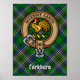 Clan Cockburn Crest over Tartan Poster