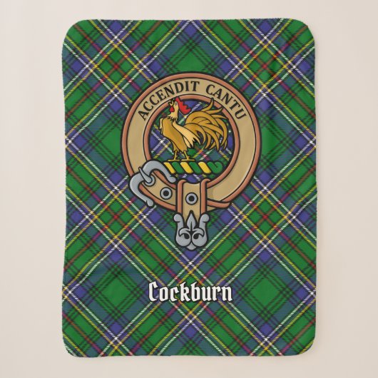Clan Cockburn Crest over Tartan Sherpa Deken (Voorkant)