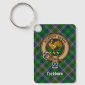 Clan Cockburn Crest over Tartan Sleutelhanger (Voorkant)