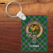 Clan Cockburn Crest over Tartan Sleutelhanger (Voorkant)