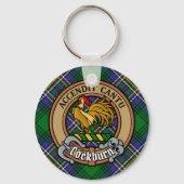 Clan Cockburn Crest over Tartan Sleutelhanger (Voorkant)