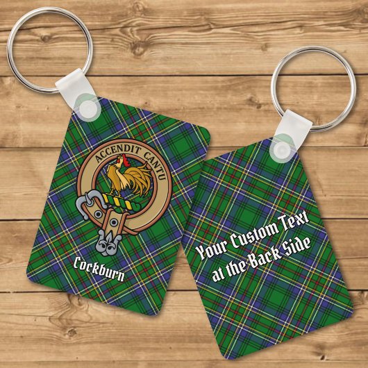 Clan Cockburn Crest over Tartan Sleutelhanger