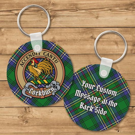 Clan Cockburn Crest over Tartan Sleutelhanger