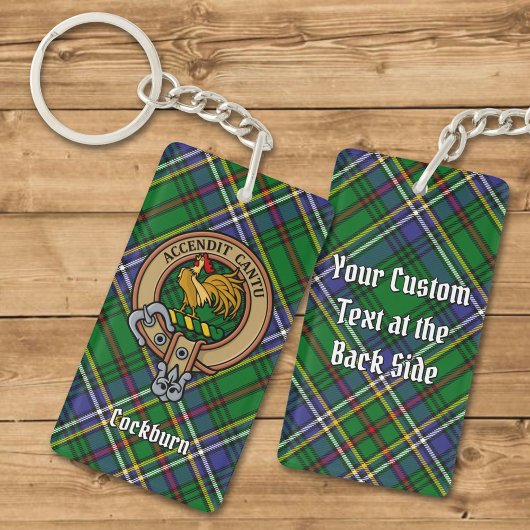 Clan Cockburn Crest over Tartan Sleutelhanger