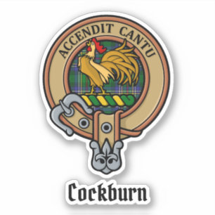 Clan Cockburn Crest over Tartan Sticker
