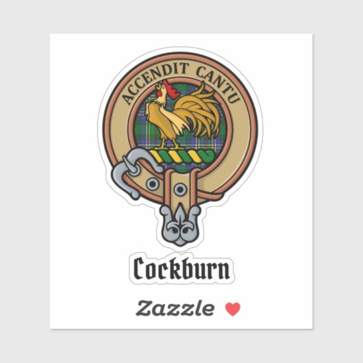 Clan Cockburn Crest over Tartan Sticker (Vel)