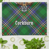 Clan Cockburn Crest over Tartan Theedoek (Gevouwen)
