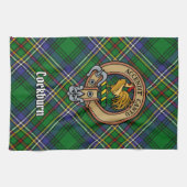 Clan Cockburn Crest over Tartan Theedoek (Horizontaal)
