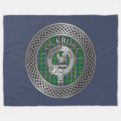 Clan Cockburn Crest & Tartan Knot Fleece Deken (Voorkant (Horizontaal))