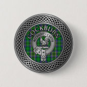 Clan Cockburn Crest & Tartan Knot Ronde Button 5,7 Cm (Voorkant)