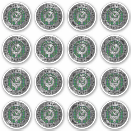 Clan Cockburn Crest & Tartan Knot Sticker (Voorkant)