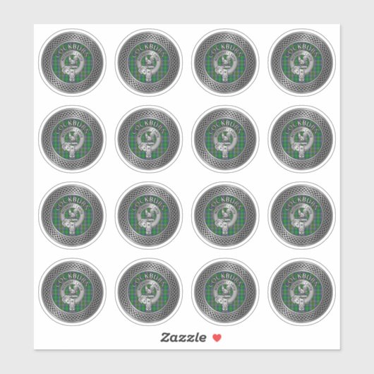 Clan Cockburn Crest & Tartan Knot Sticker (Vel)