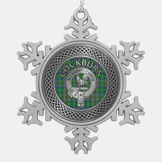 Clan Cockburn Crest & Tartan Knot Tin Sneeuwvlok Ornament (Voorkant)