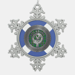 Clan Cockburn Crest & Tartan Knot Tin Sneeuwvlok Ornament