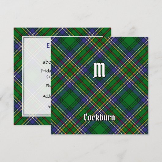 Clan Cockburn Tartan Kaart (Voorkant / Achterkant)