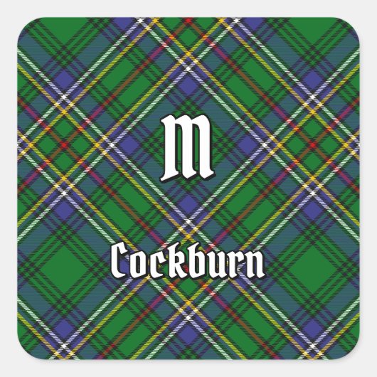 Clan Cockburn Tartan Vierkante Sticker (Voorkant)