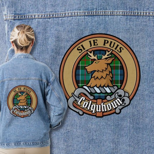 Clan Colquhoun Crest over Tartan Denim Jacket