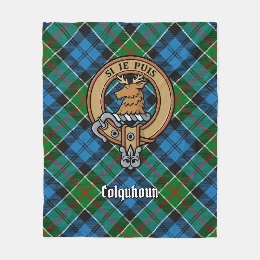 Clan Colquhoun Crest over Tartan Fleece Deken (Voorkant)