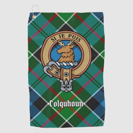 Clan Colquhoun Crest over Tartan Golfhanddoek (Voorkant)