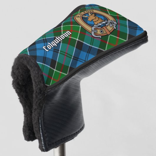 Clan Colquhoun Crest over Tartan Golfheadcover (3/4 voorkant)