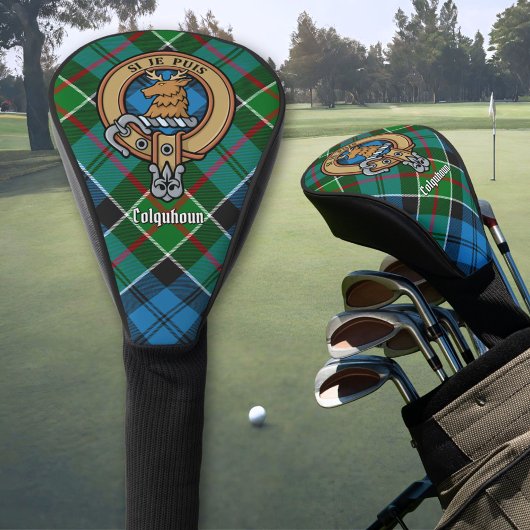 Clan Colquhoun Crest over Tartan Golfheadcover