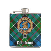 Clan Colquhoun Crest over Tartan Heupfles (Voorkant)