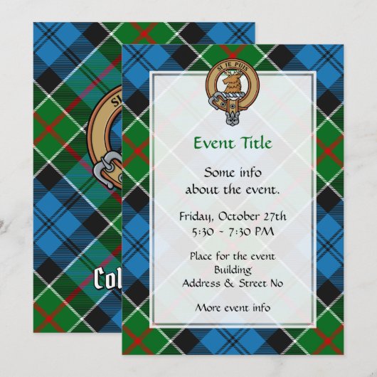 Clan Colquhoun Crest over Tartan Kaart (Voorkant / Achterkant)