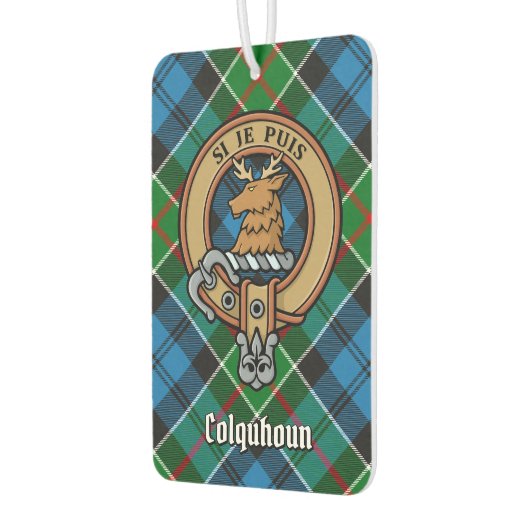 Clan Colquhoun Crest over Tartan Luchtverfrisser (Links)