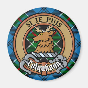 Clan Colquhoun Crest over Tartan Magneet