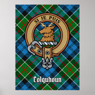 Clan Colquhoun Crest over Tartan Poster
