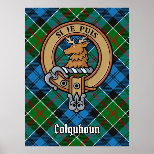Clan Colquhoun Crest over Tartan Poster (Voorkant)