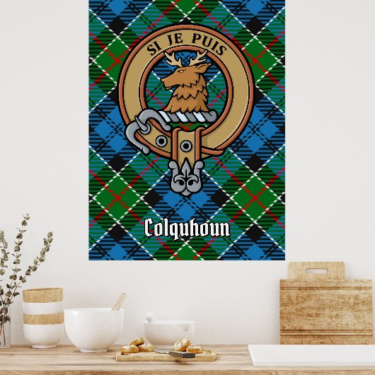 Clan Colquhoun Crest over Tartan Poster (Keuken)