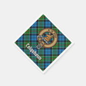 Clan Colquhoun Crest over Tartan Servet (Hoek)