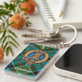 Clan Colquhoun Crest over Tartan Sleutelhanger (Voorkant Rechts)