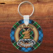 Clan Colquhoun Crest over Tartan Sleutelhanger (Voorkant)