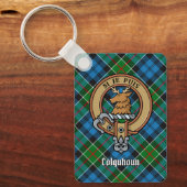Clan Colquhoun Crest over Tartan Sleutelhanger (Voorkant)