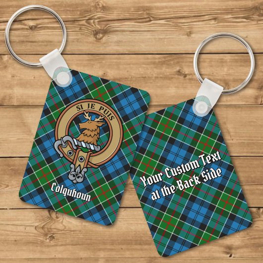 Clan Colquhoun Crest over Tartan Sleutelhanger