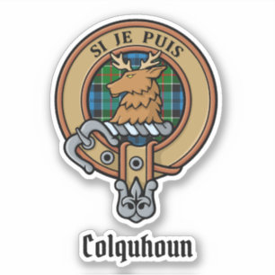 Clan Colquhoun Crest over Tartan Sticker