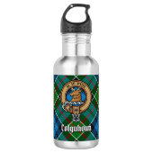 Clan Colquhoun Crest over Tartan Waterfles (Voorkant)