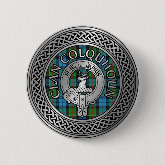 Clan Colquhoun Crest & Tartan Knot Ronde Button 5,7 Cm (Voorkant)