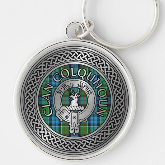 Clan Colquhoun Crest & Tartan Knot Sleutelhanger (Voorkant)