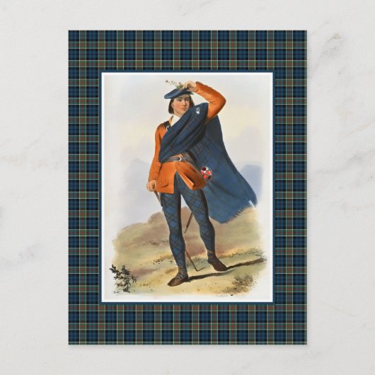Clan Colquhoun  Illustratie Tartan Lijst Briefkaart (Voorkant)