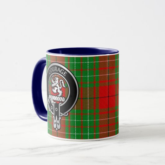 Clan Comyn | Cumming Crest & Tartan Mok (Voorkant links)