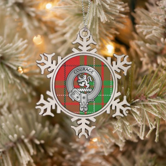 Clan Comyn | Cumming Crest & Tartan Tin Sneeuwvlok Ornament (Boom)