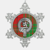 Clan Comyn | Cumming Crest & Tartan Tin Sneeuwvlok Ornament (Voorkant)