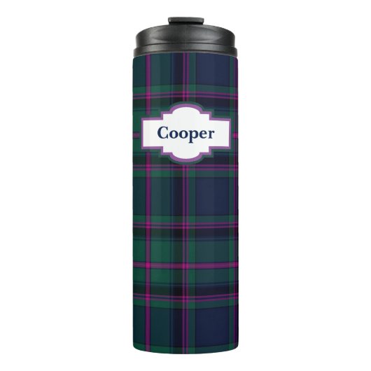 Clan Cooper Plaid Custom Thermal Tumbler Thermosbeker (Voorkant)